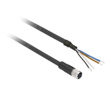 Гніздовий роз'єм прямий, M12, 4 контакти, кабель PUR 15 м, Telemecanique XZCP1141L15