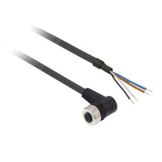 Гніздовий роз'єм кутовий, M12, 4 контакти, кабель PUR 10 м, Telemecanique XZCP1241L10