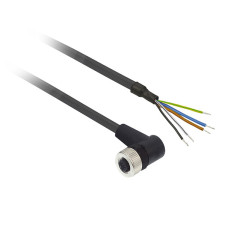 Гніздовий роз'єм кутовий, M12, 5 контактів, кабель PUR 5 м, Telemecanique XZCP1264L5