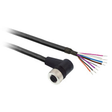 Штекерний роз'єм кутовий, M12, 8 контактів, кабель PUR 2 м, Telemecanique XZCP53P12L2